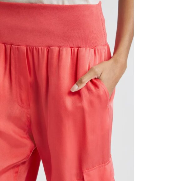 Cinq à Sept 'Giles' Satin Cargo Jogger Pants, Cherry Lemon - Picture 4 of 4